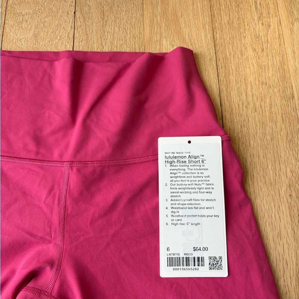 lululemon raspberry coulis align short 6” - Picture 2 of 5